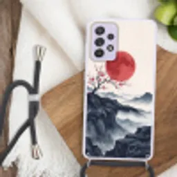 Kersenbloesem - Oosters - Rood Hoesje Samsung Galaxy A52 5G met koord klein -sfeer4