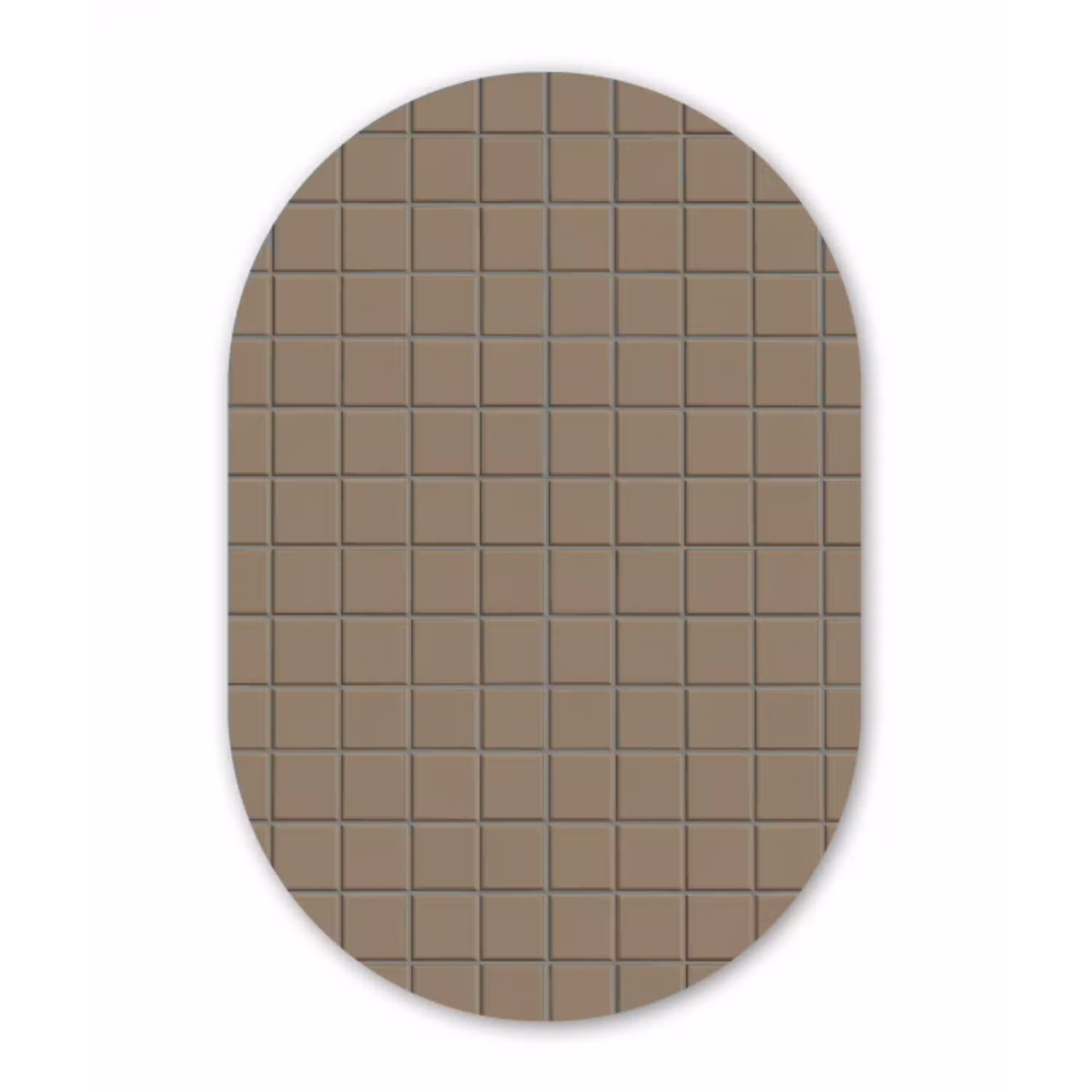 Tegel - Patroon - Taupe Wandcirkel Ovaal Aluminium middel 839 -3d