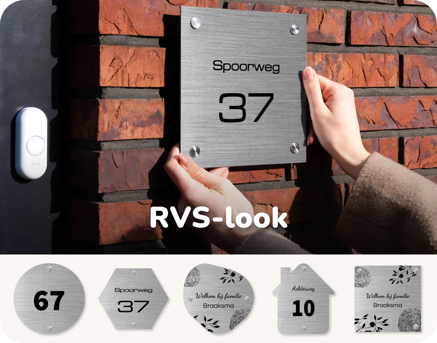 Naambordje RVS look