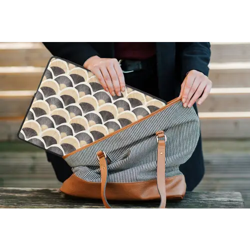 Waaier - Patroon - Zwart - Beige laptophoes neopreen klein 279 -tas