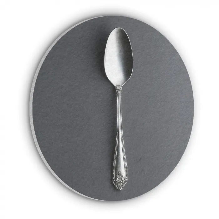 Zilver - Metaal - Lepel Akoestische PET Vilt - Rond klein -3d