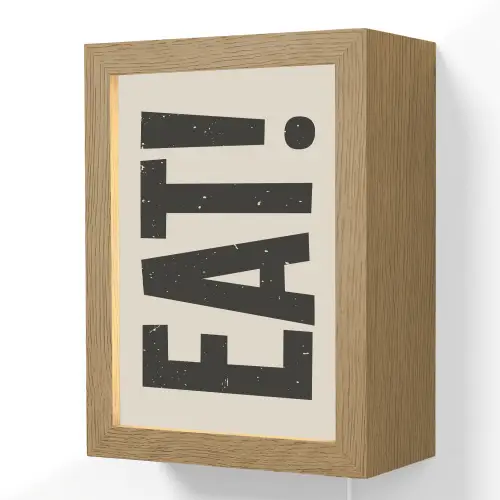 Eten - zwart - Japandi - Wit Light Box met kabel (Wandlamp) klein -3d