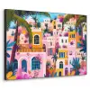 Kleurrijk - Roze - Oranje - Geel - Bloemen Textielframe zwart klein -3d