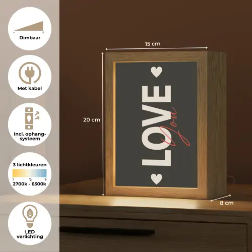 Love - Rood - Valentijn Light Box met kabel (Tafellamp) klein -USP_NL