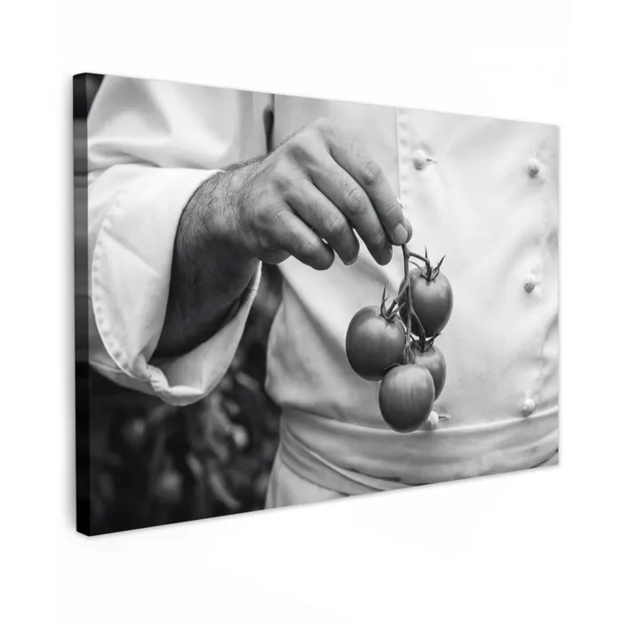 Tomaten - Chef - Zwart - Wit canvas 2cm klein -z3d