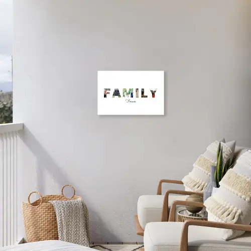Family - Lettercollage Tuinposter op houten frame 2 cm dik klein -sfeer1