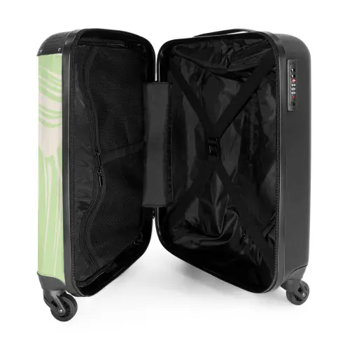 Grote bladeren in lichtgroen met beige NBS - Handbagage koffer - Kinderen Unisex middel -binnenkant