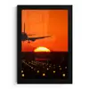 Zonsondergang - Vliegtuig - Oranje - Zon fotolijst zwart zonder passe partout klein -3d