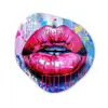 Graffiti - Lippen - Felroze - Geschilderd Wandcirkel Organisch Forex 3mm klein -3d