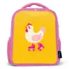 Kip - Rolschaatsen - Geel Kinderrugzak - Roze middel -3d