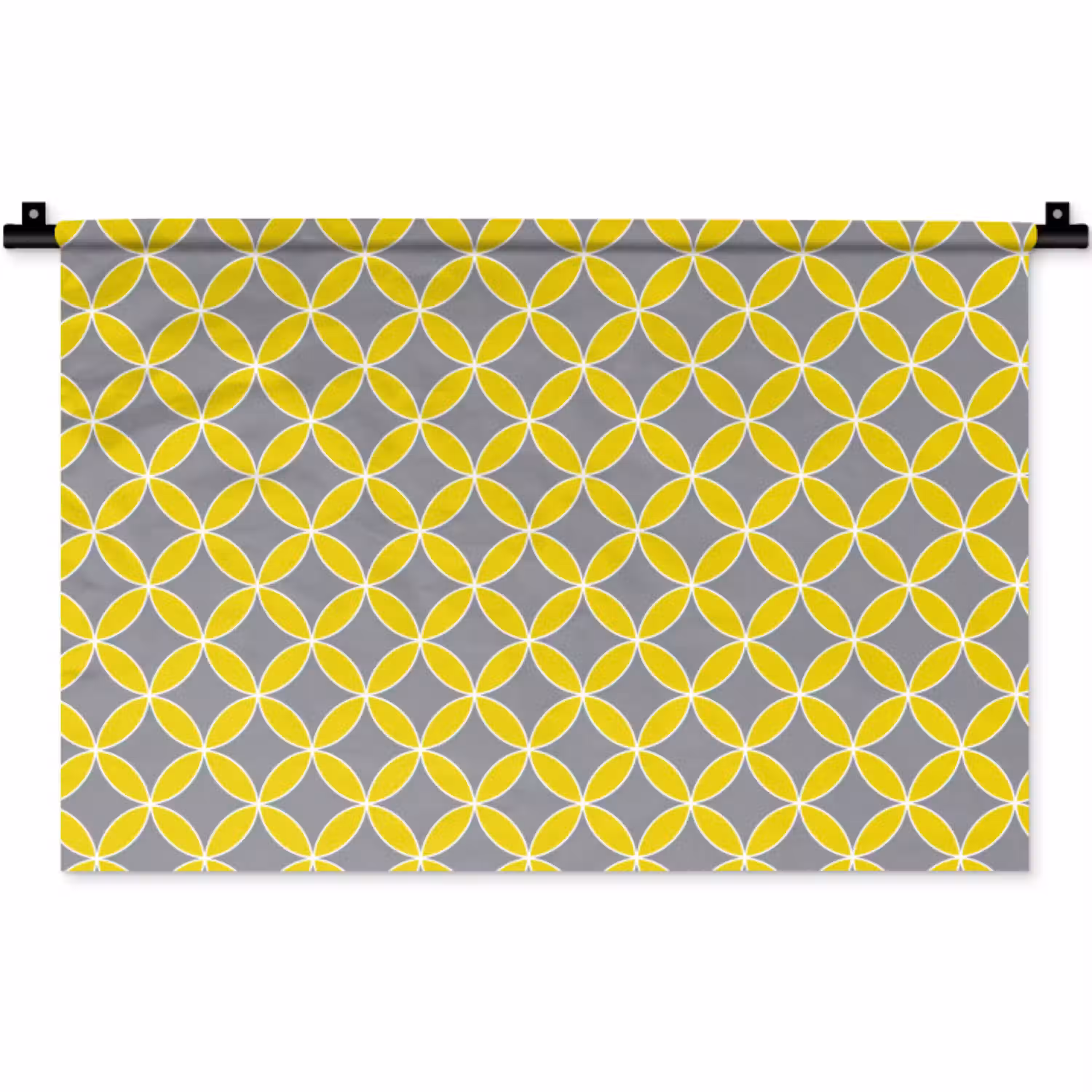Geometrisch - Cirkels - Modern - Grijs - Geel Wandkleed katoen klein 269 -zz3d