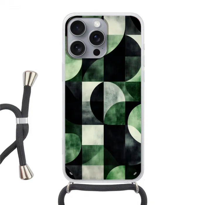 Abstract - Groen - Vormen Hoesje iPhone 16 Pro Max met koord klein -3d
