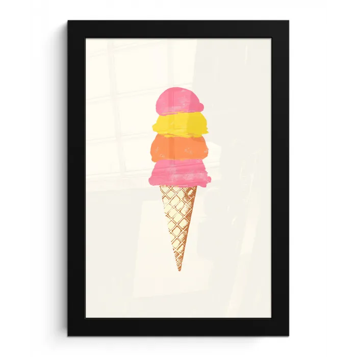Schepijs - Hoorntje - Illustratie - Minimalistisch fotolijst zwart zonder passe partout klein -3d