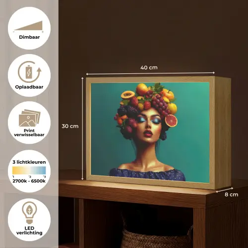 Vrouw - Hoodtooi - Tropisch - Fruit - Druiven Light Box met batterij (Wandlamp) middel -USP_websiteoverzichtNL
