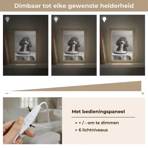 Poedel - Hond - Zwart - Wit - Schattig - Pasta Light Box met kabel (Tafellamp) klein -USP_dimbaarNL