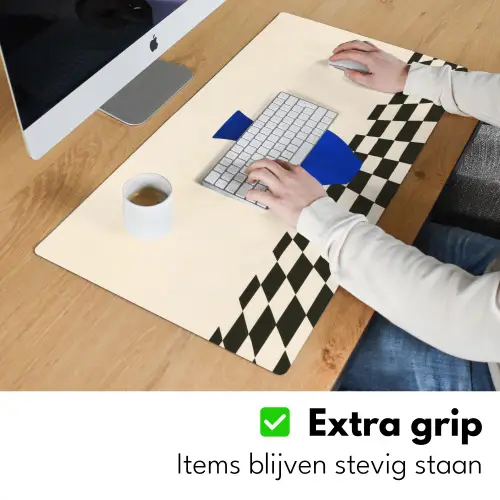Vaas - Blauw - Geblokt - Modern Muismat XXL klein -sfeer3