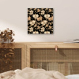 Orchideeën - Lijntekening - Patroon - Beige - Zwart aluminium wit klein 46 -sfeer3