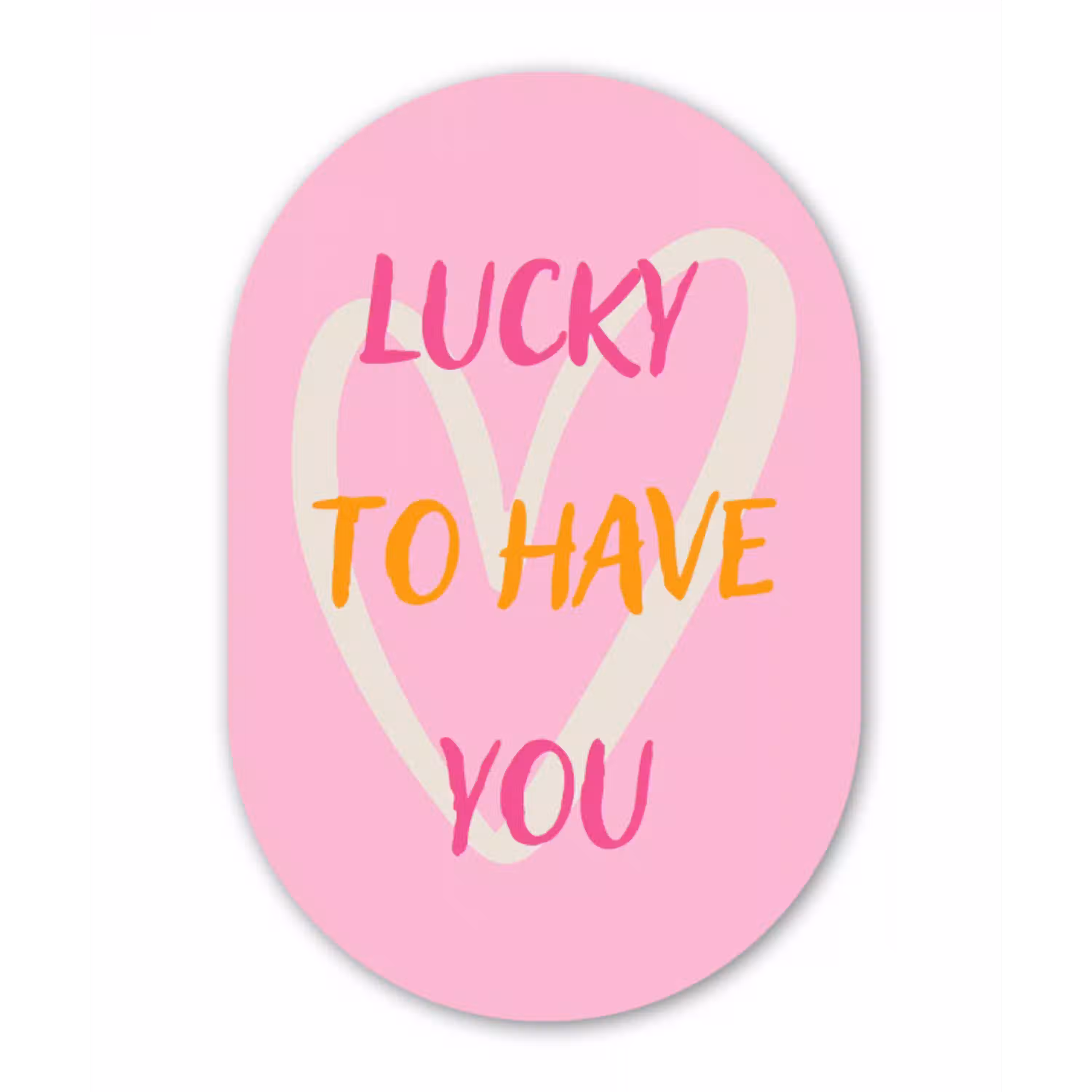 Lucky - Love - Valentijn - Roze Wandcirkel Ovaal Aluminium middel -3d