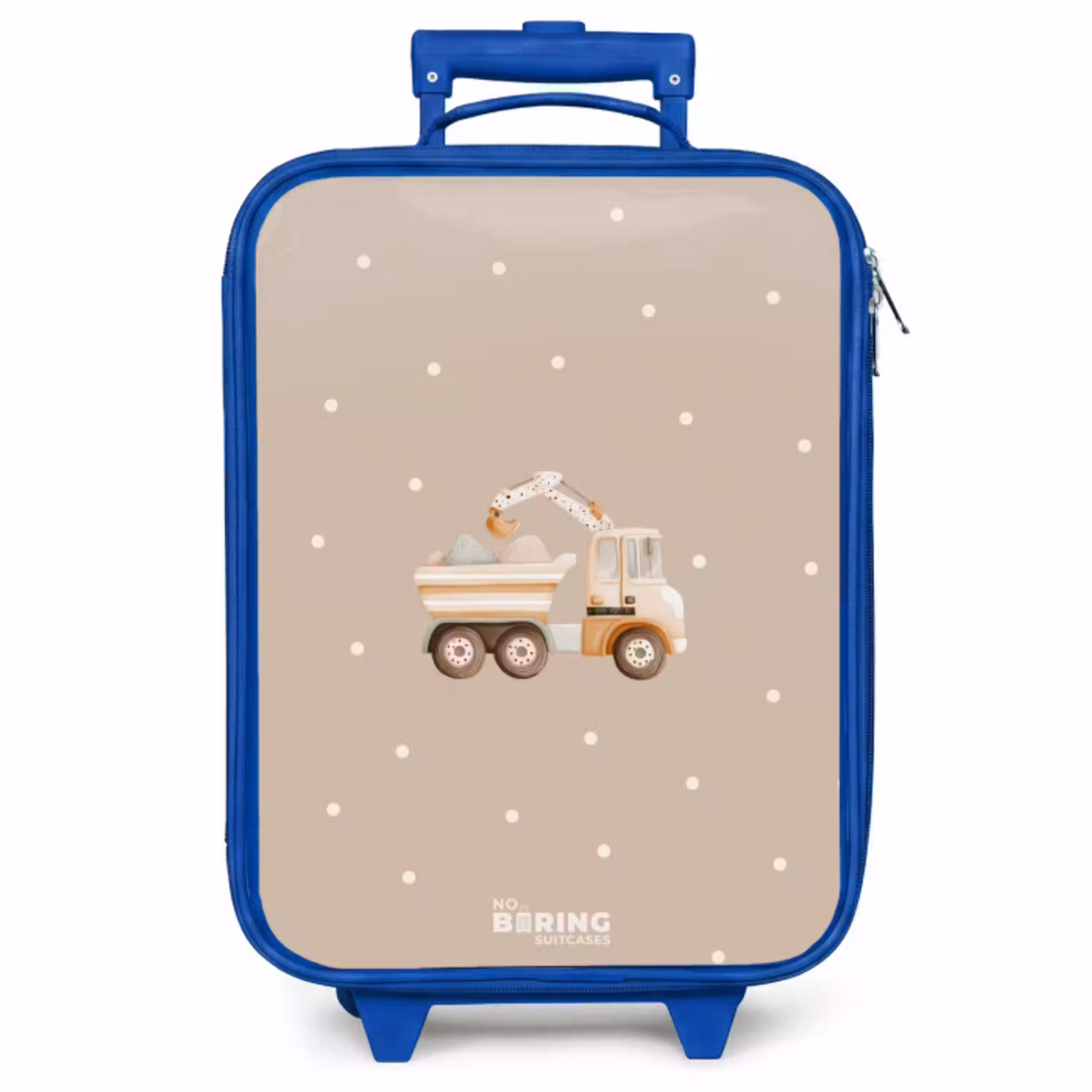 Gele kiepwagen met stenen en stippenpatroon Kinderkoffer - Blauw klein -zzz_website3d