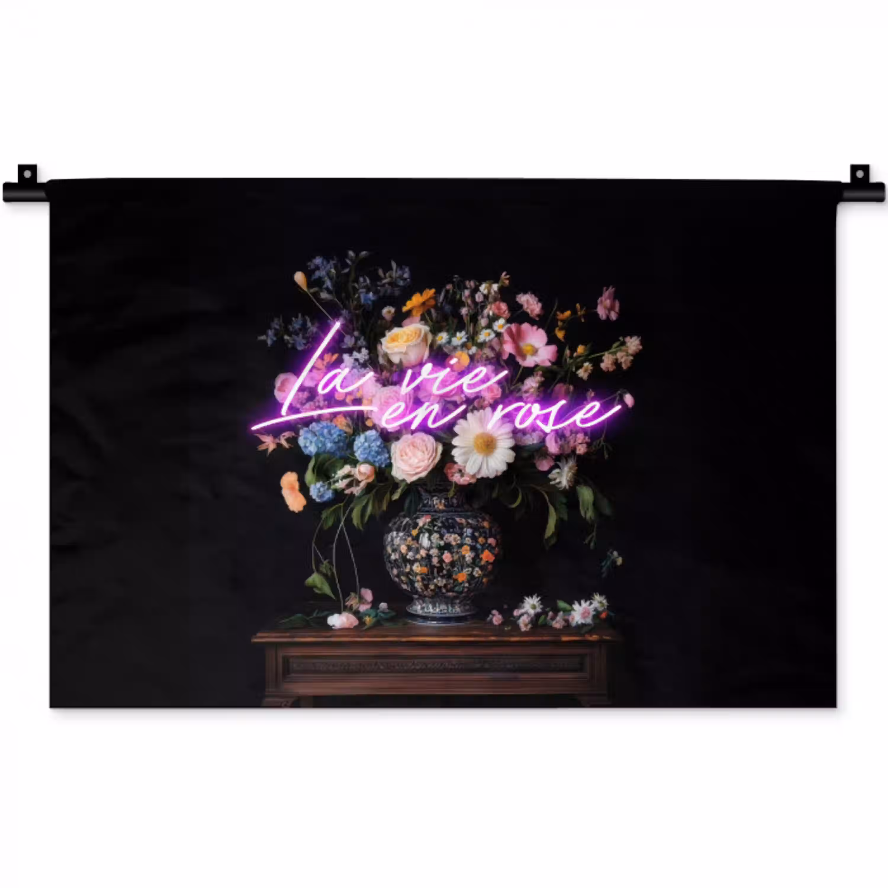 Neon - Vaas - Bloemen Wandkleed katoen klein -zz3d
