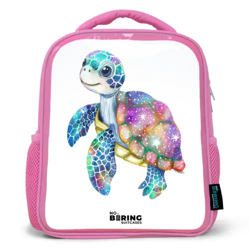 Kleurrijke schildpad als mozaïek Kinderrugzak - Roze middel -3d
