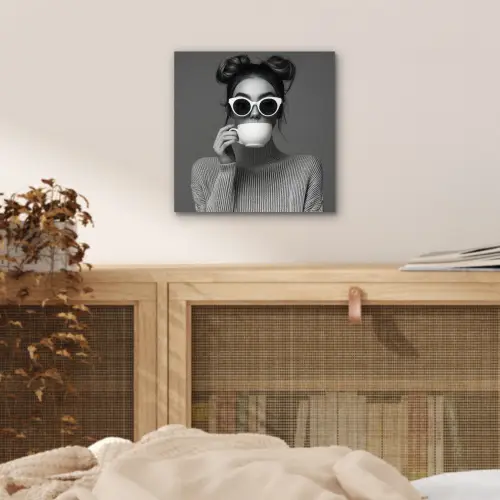 Vrouw - Koffie - Zwart - Wit aluminium wit klein -sfeer3