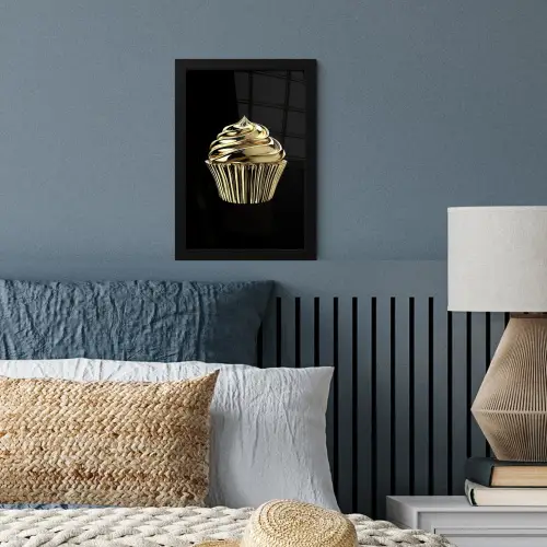 Cupcake - Eten - Goud - Zwart fotolijst zwart zonder passe partout klein -sfeer3