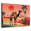 Kameel - Gekleurd tapijt - Duinen - Rode zon Textielframe zwart klein -3d