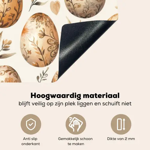 Paaseieren - Bruin - Bloemen Inductie beschemer met haakjes klein -ky-onderkant-nl