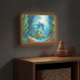 Schildpad - Dolfijn - Oceaan Light Box met batterij (Wandlamp kind) middel -sfeer5_kind