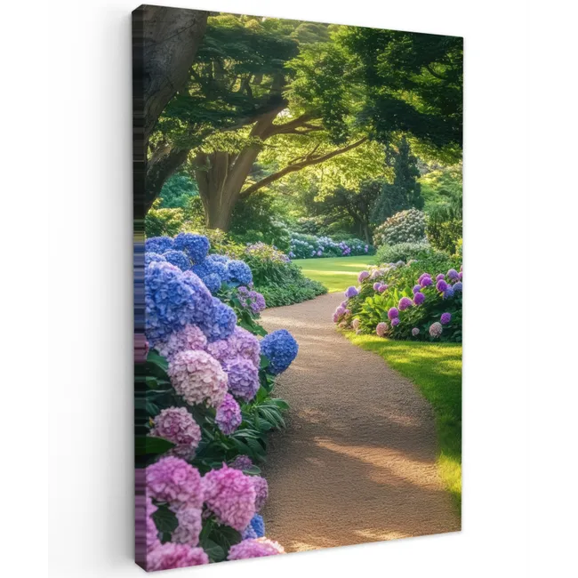 Hortensia- Park - Pad Tuinposter op houten frame 2 cm dik klein -3d