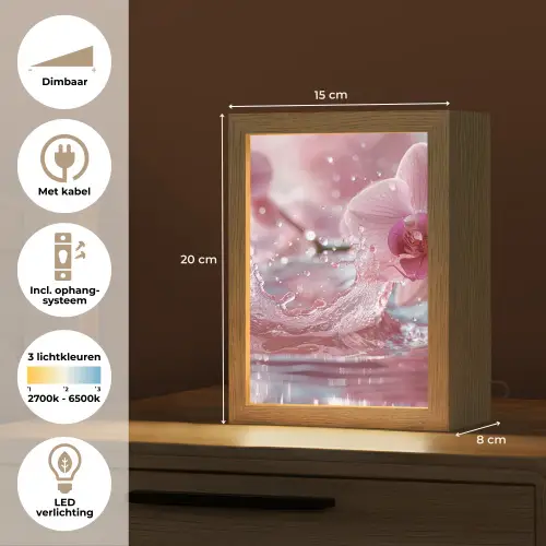 Abstract - Modern - Water - Orchidee Light Box met kabel (Tafellamp) klein -USP_NL