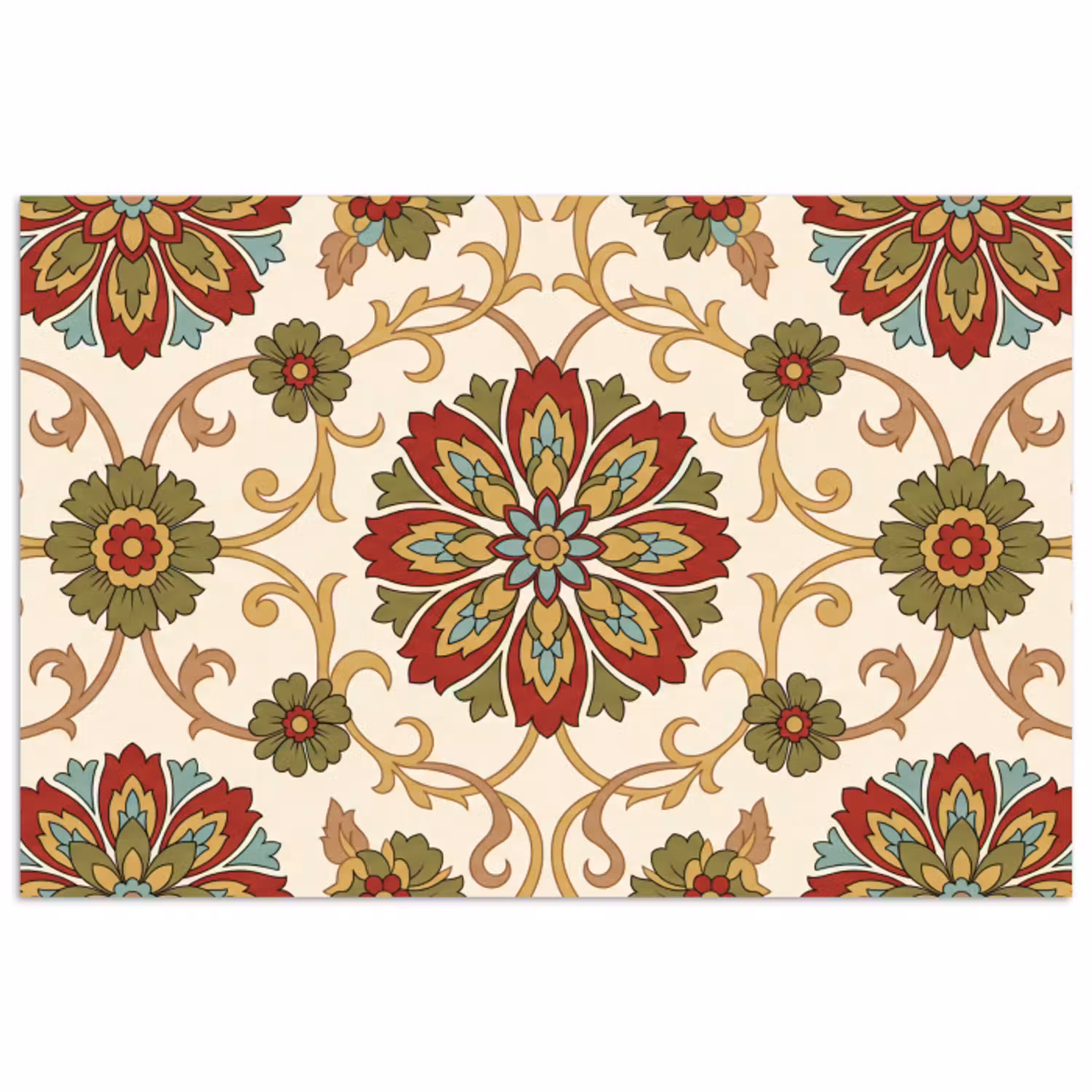 Patroon - Bloemen - Ornament - Klassiek - Kleurrijk poster papier klein -3d