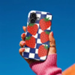 Geblokt - Blauw - Aardbeien Toughcase MagSafe Apple iPhone 17 klein -Sfeer1V