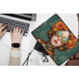 Portret - Vrouw - Kleurrijk - Expressief laptophoes neopreen klein -bureau