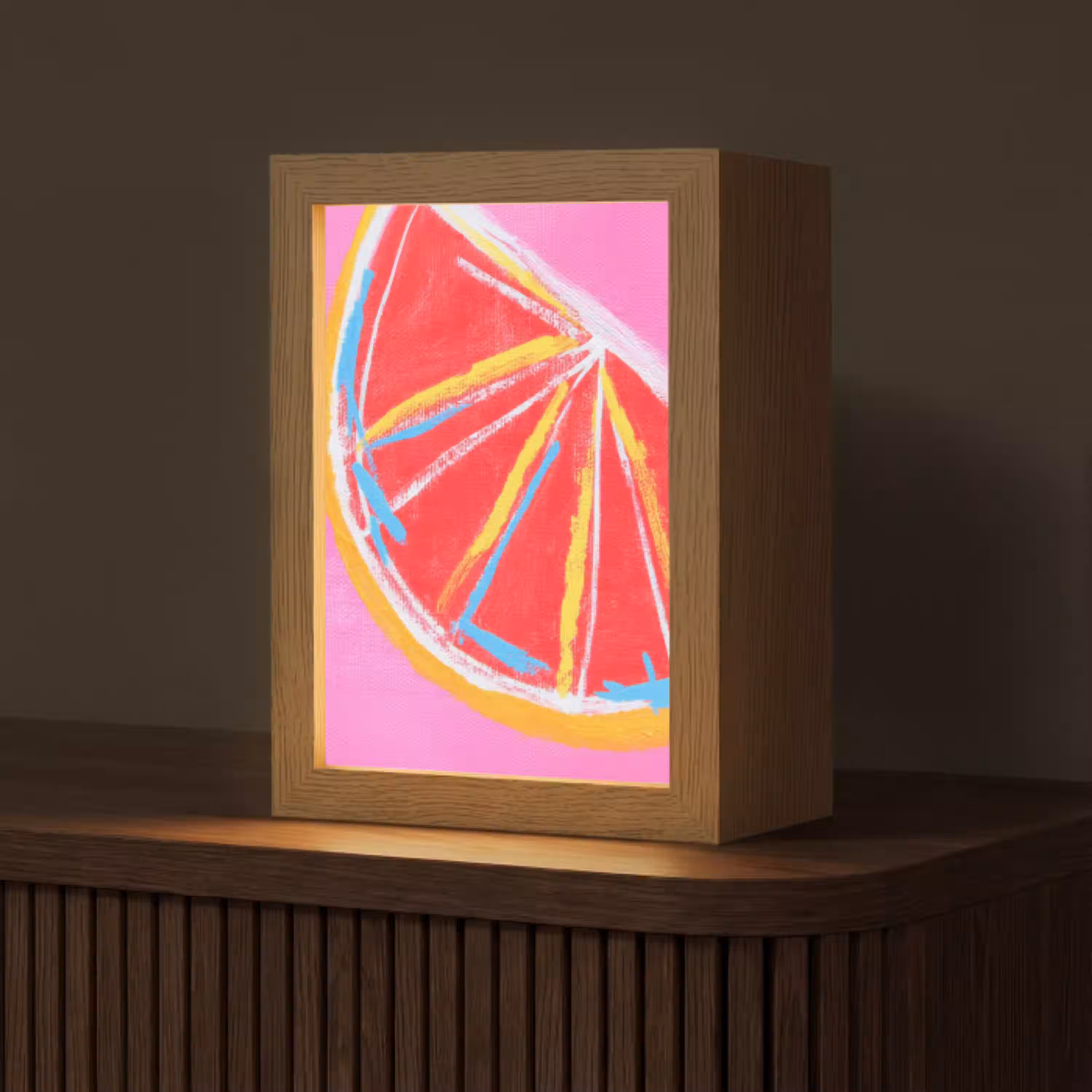 Grapefruit - Geschilderd - Roze - Strepen Light Box met kabel (Tafellamp) klein -z3d_website