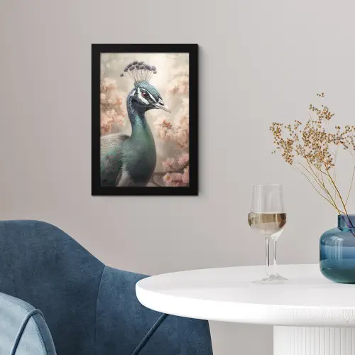 Pauw - Vogels - Bloemen - Boom - Botanisch fotolijst zwart zonder passe partout klein -sfeer4
