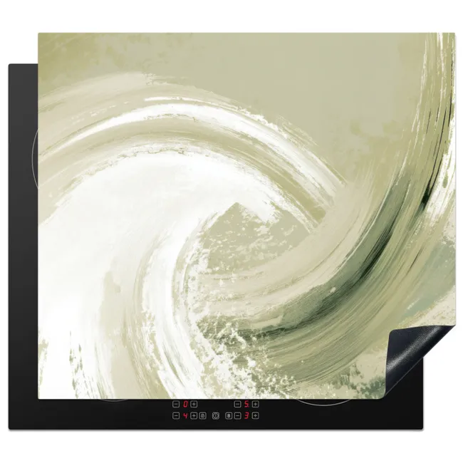 Inductiebeschermer - Abstract - Penseelstreken - Golven - Groen