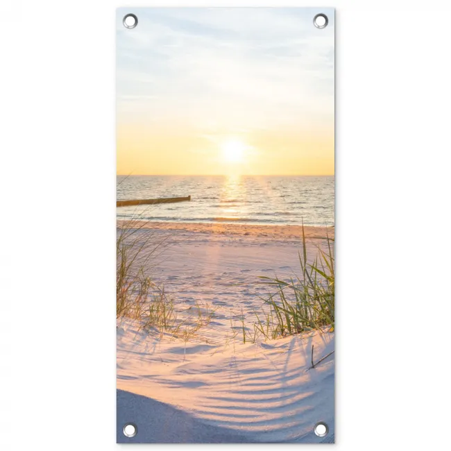 Zonsondergang op het Strand tuinposter los doek klein -3d