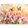 Vlinders - Oranje - Bloemen tuinposter los doek klein -3d