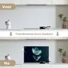 Bladeren - Bloem - Glazen - Donkerblauw keuken achterwand spatscherm klein -voor_na_NL