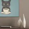 Kat - Zwart - Koffie - Minimalistisch PET vilt klein -sfeer6_closeup