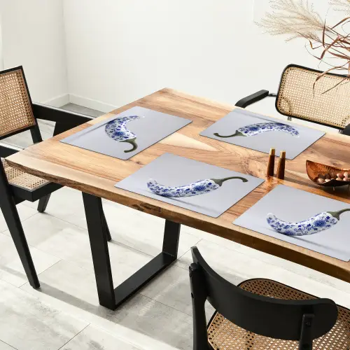 Chilipeper - Keramiek - Blauw Placemat vinyl groot -zzsfeer4_Kitchenyeah-website