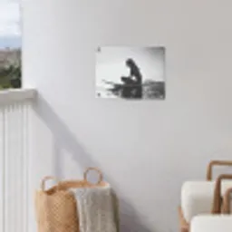 Silhouet - Vrouw - Surfplank - Water tuinposter los doek klein -sfeer8
