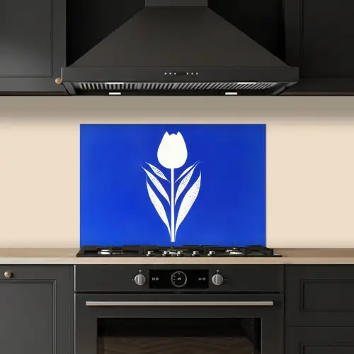 Tulp - Minimalistisch - Bladeren - Wit keuken achterwand spatscherm klein -sfeer1