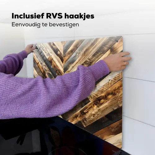 Geschroeid Hout in Visgraat Inductie beschemer met haakjes middel -ky-ophangen-nl