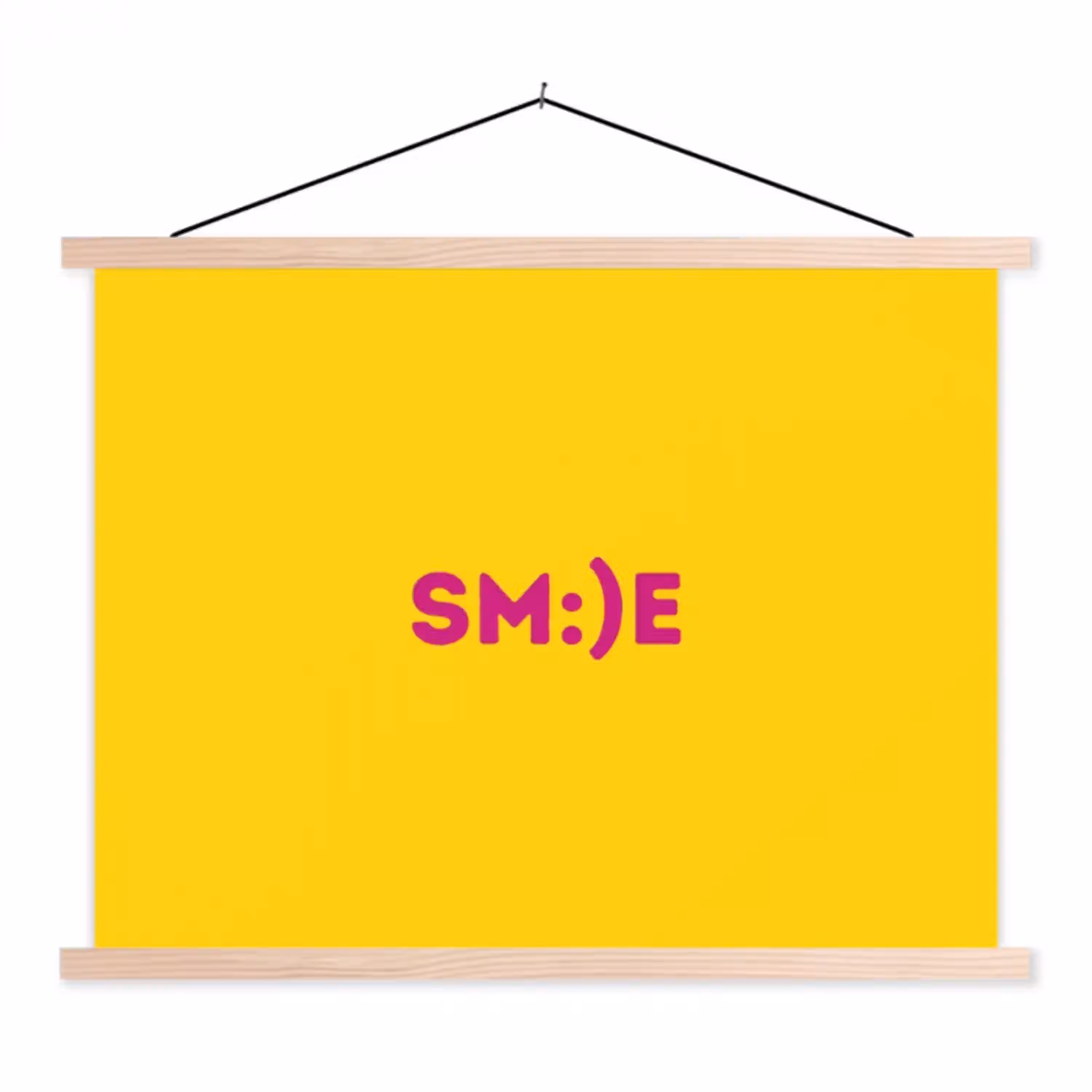 Smile - Roze - Geel textielposter latten blank klein -3d