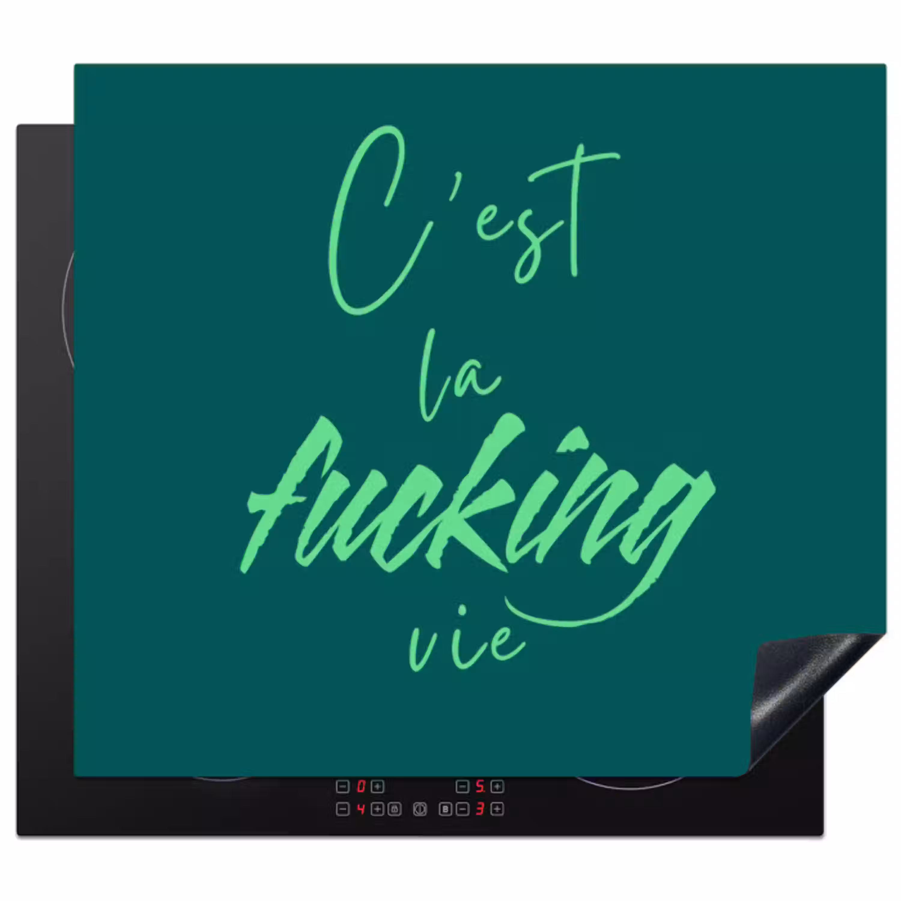 c'est la fucking vie - Groen - Handgeschreven Inductie beschermer vinyl 3mm middel -3d