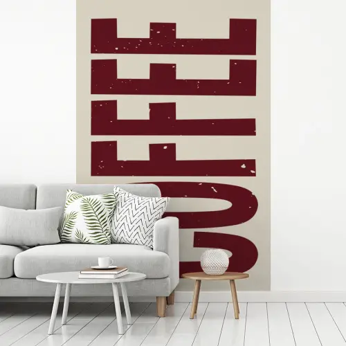 Koffie -Japandi - Rood - Vintage fotobehang vinyl groot -woonkamer