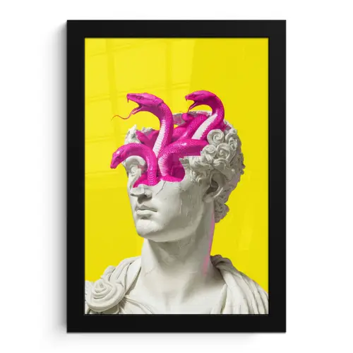 Buste - Slangen - Geel fotolijst zwart zonder passe partout klein -3d